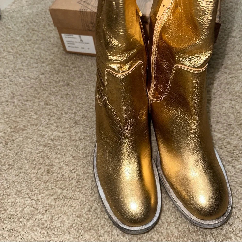 FREE PEOPLE Leather Metallic Boots